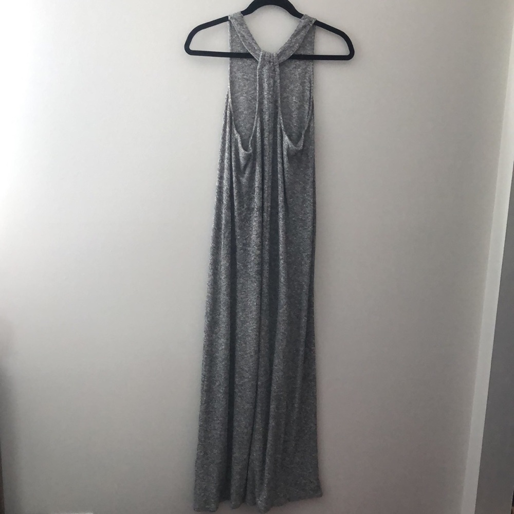 Gap Gray Ribbed Racerback Maxi Dress, Size Medium - Picture 3 of 9